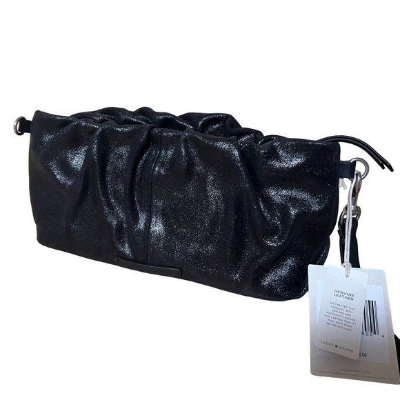 Lucky Brand | Bags | Lucky Brand Metallic Black Lizz Leather  Lucky Brand Metallic Black Lizz Leather Evening Clutch Purse Bag Crossbody NWT